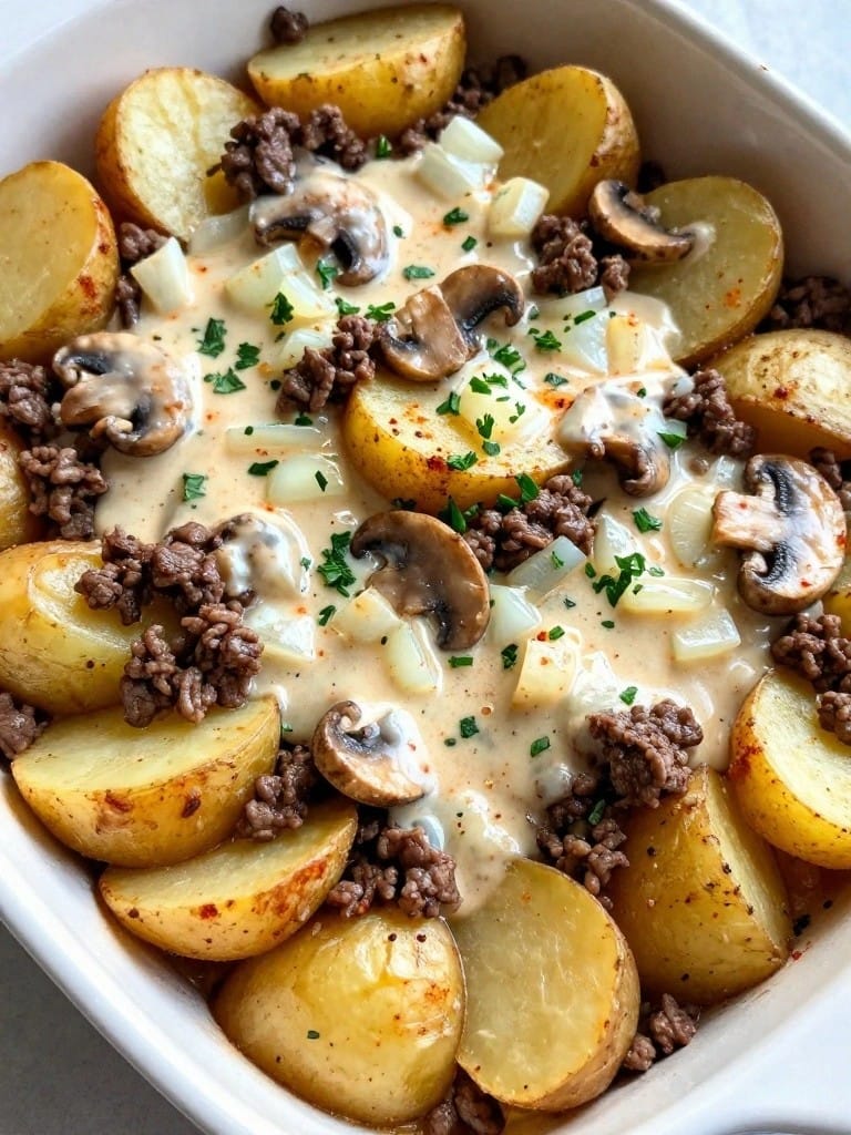 Beef Stroganoff-Inspired Potato Casserole