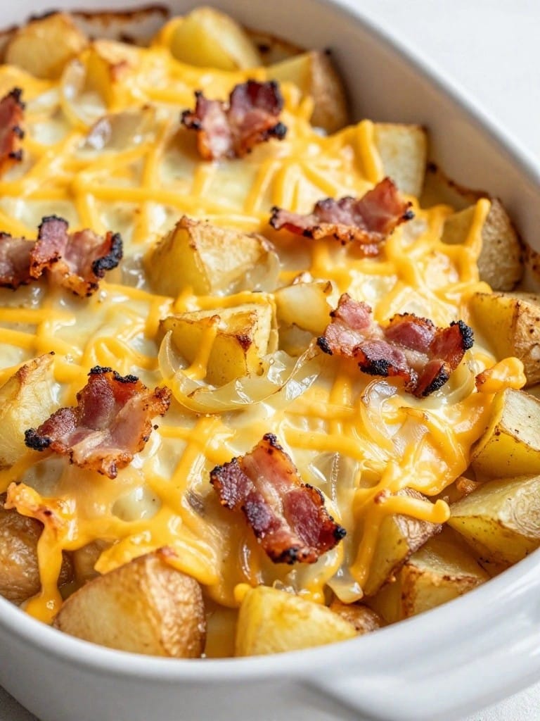 Cheesy Bacon and Caramelized Onion Potato Casserole