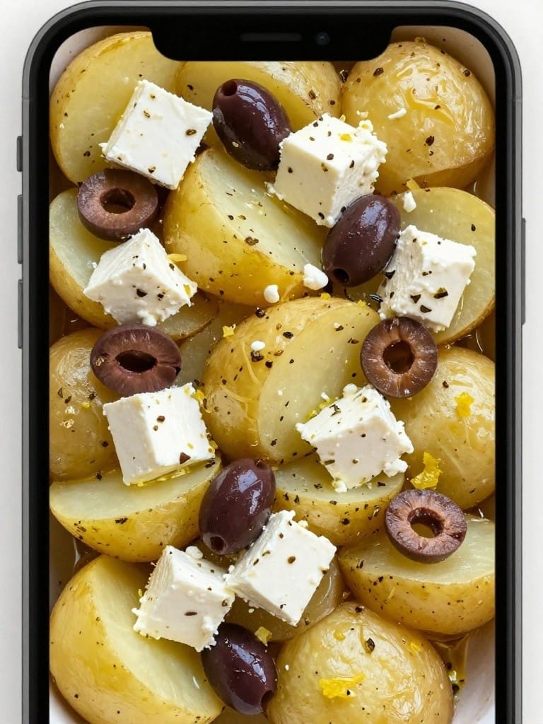 Greek Feta Olive and Lemon Potato Casserole