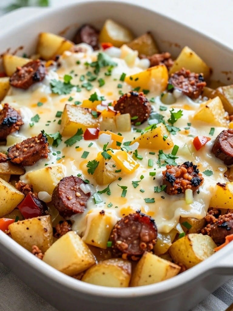 Mexican Chorizo and Roasted Poblano Potato Casserole