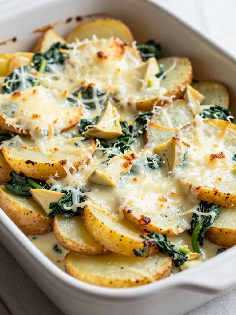 Spinach Artichoke Potato Casserole with Parmesan