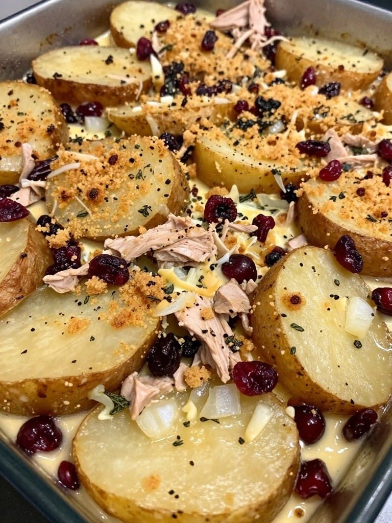 Turkey Cranberry and Sage Potato Casserole