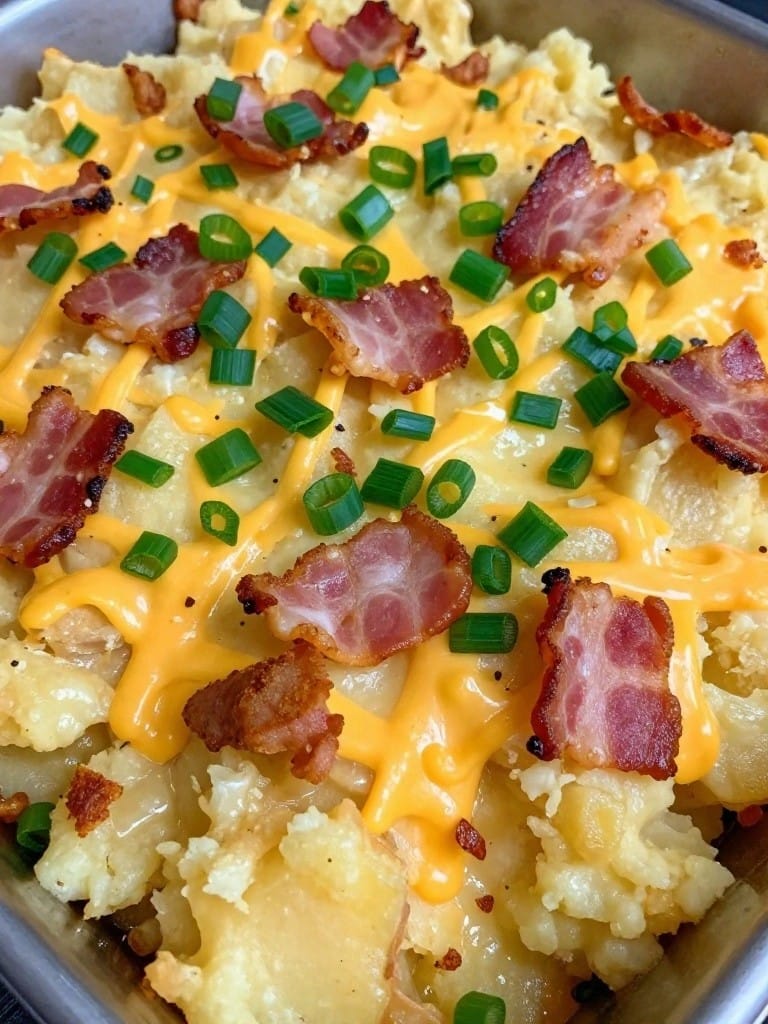 Bacon and Cheddar Loaded Sweet Potato Casserole
