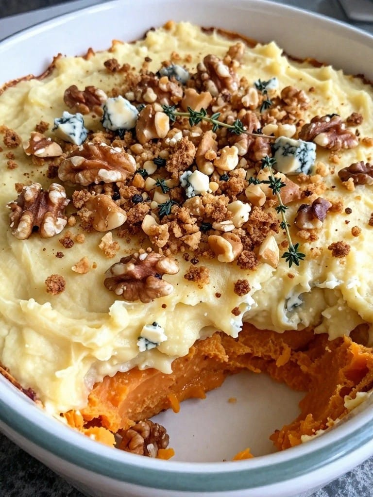 Blue Cheese and Walnut Crusted Sweet Potato Casserole