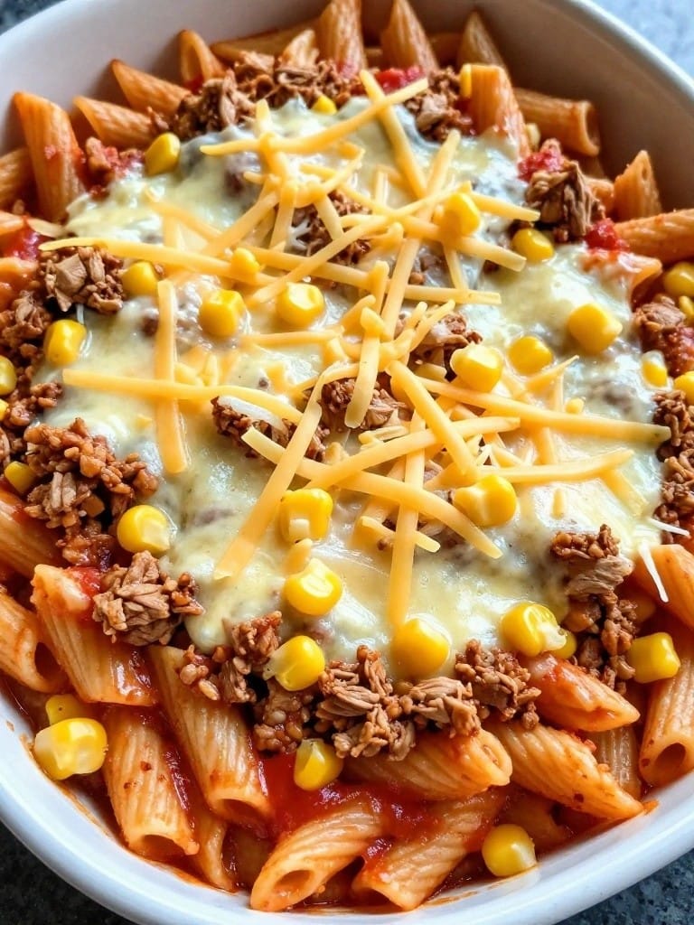 Cheesy Taco-Style Ground Turkey Pasta Casserole