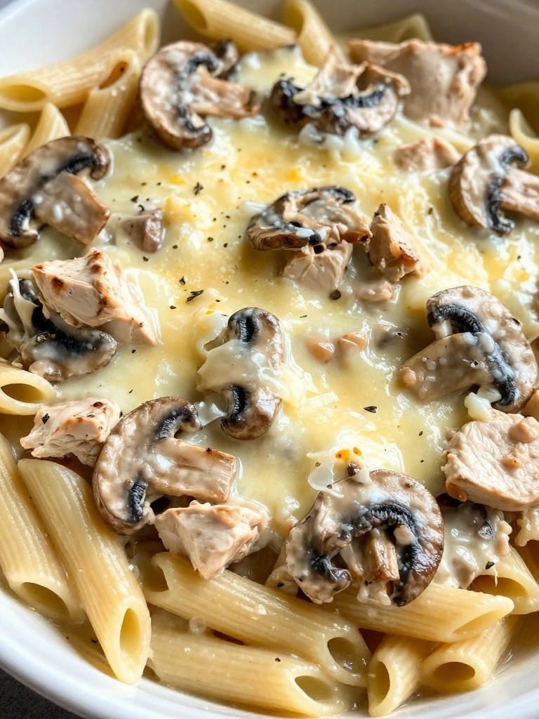 Creamy Chicken and Mushroom Penne Casserole