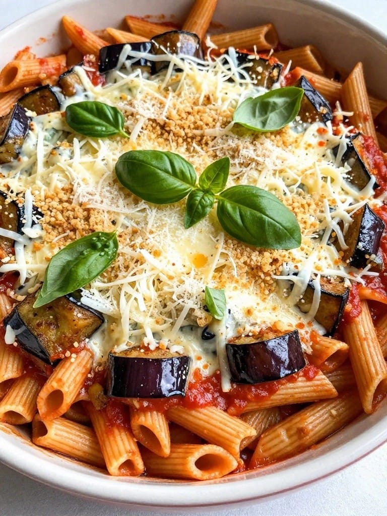 Eggplant Parmesan Penne Casserole