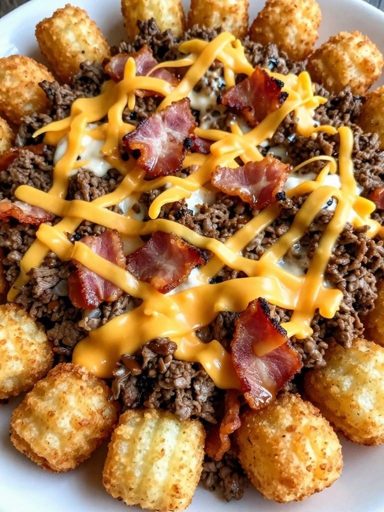 BBQ Bacon Ranch Tater Tot Beef Casserole