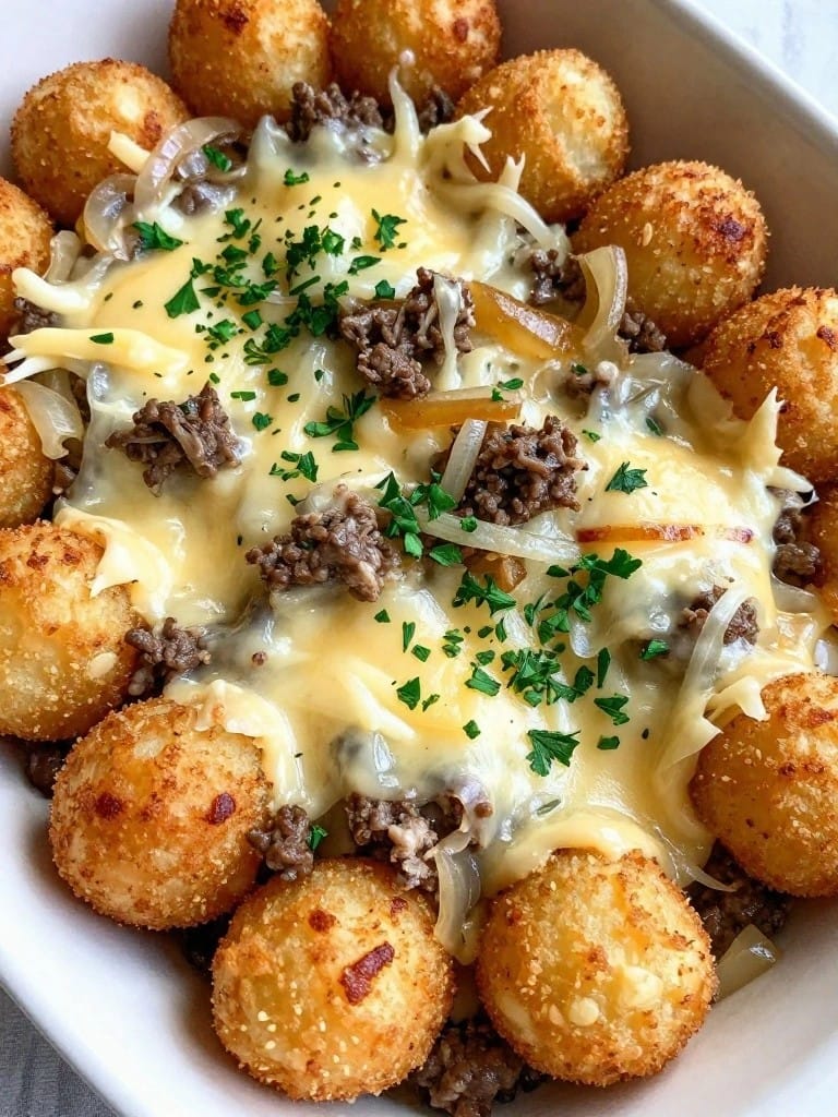 French Onion Beef Tater Tot Casserole