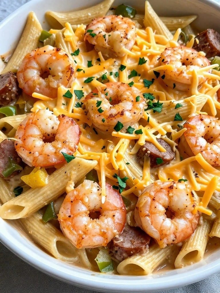 Cajun Shrimp and Andouille Pasta Bake