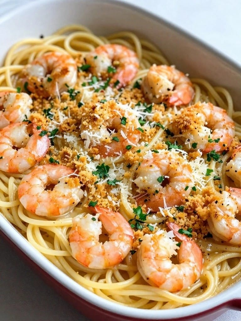 Lemon Garlic Shrimp Scampi Casserole