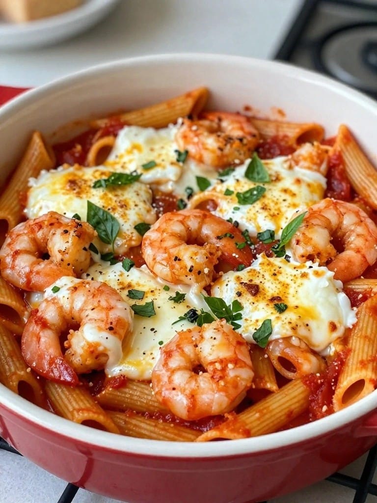 Spicy Arrabbiata Shrimp Penne Bake