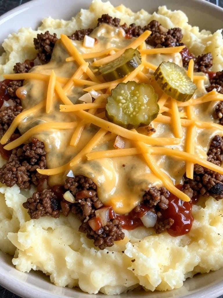 Loaded Cheeseburger Mashed Potato Casserole