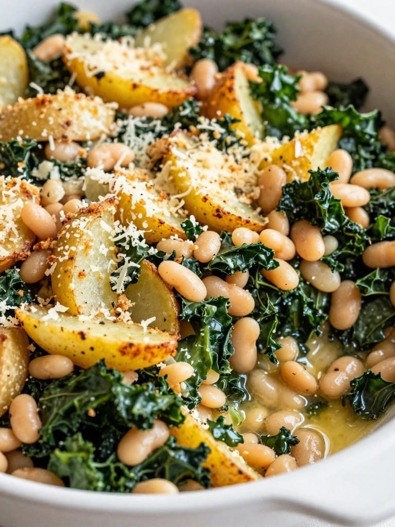 Kale White Bean and Rosemary Potato Casserole