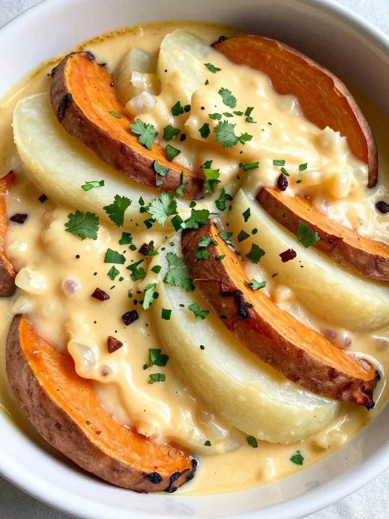 Smoky Chipotle Sweet Potato and White Potato Casserole