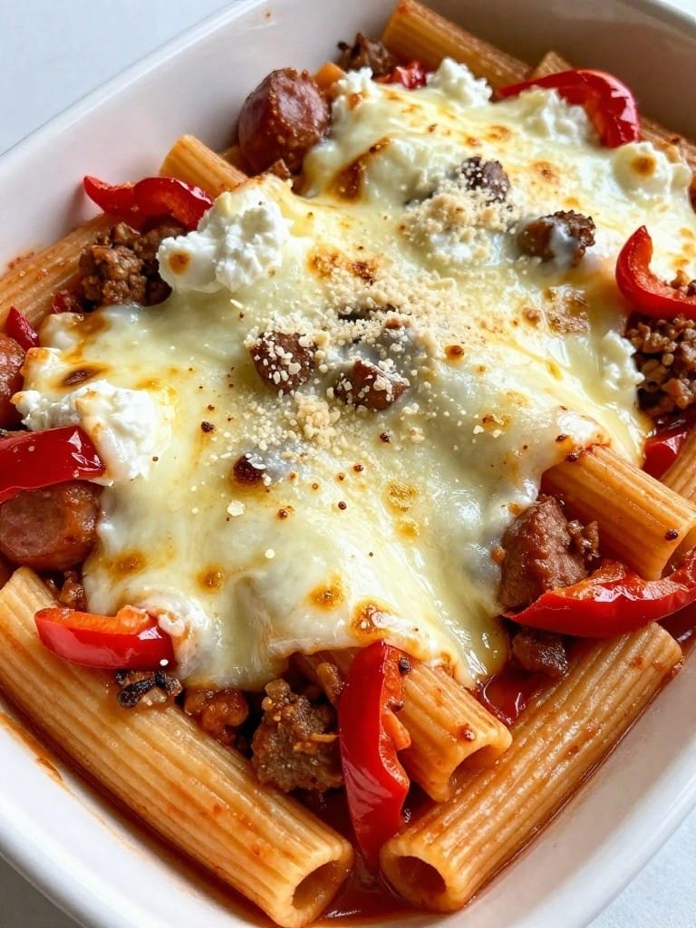Italian Sausage and Roasted Pepper Baked Ziti