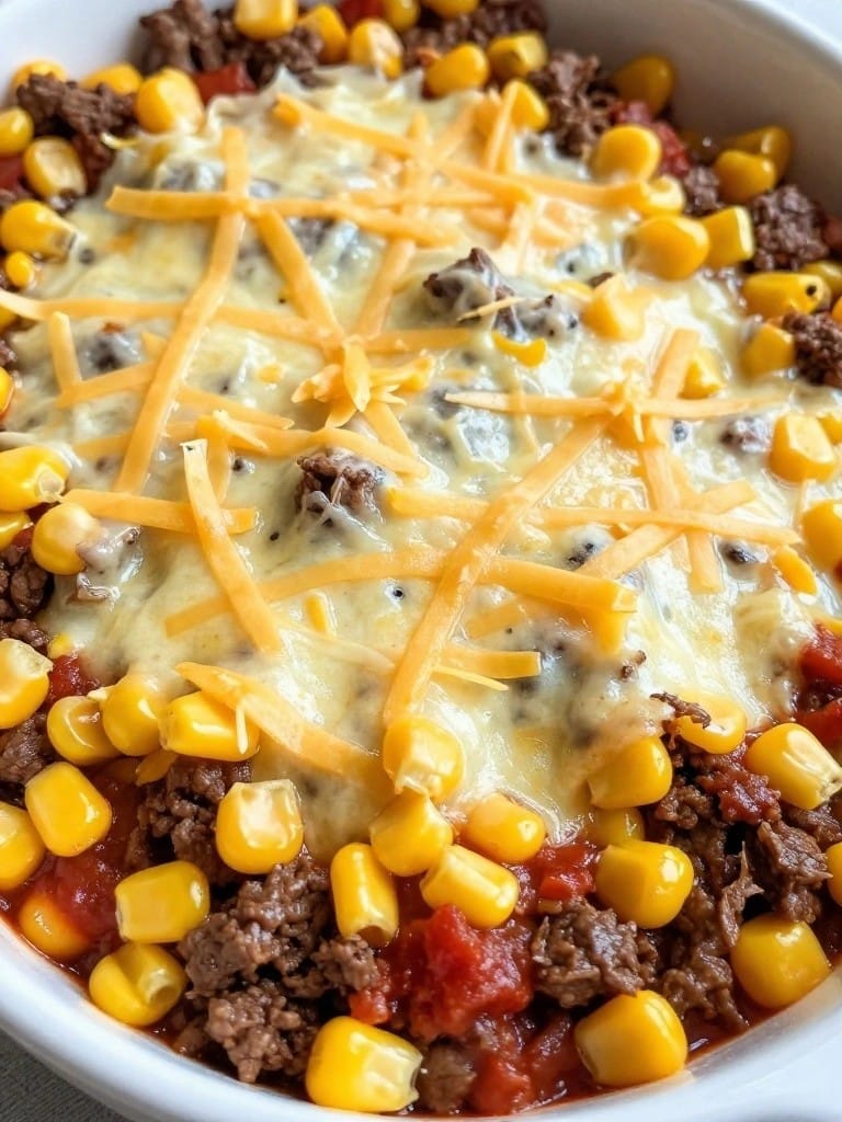 Mild Chili Beef and Corn Casserole