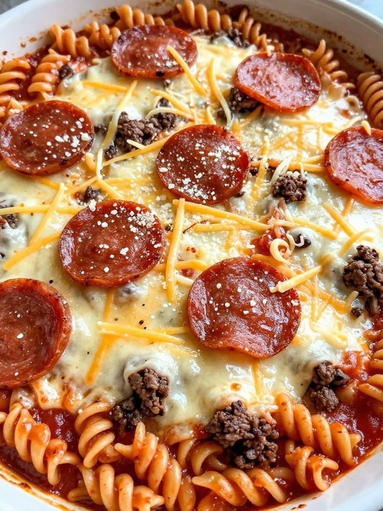 Pepperoni Pizza-Style Beef Casserole