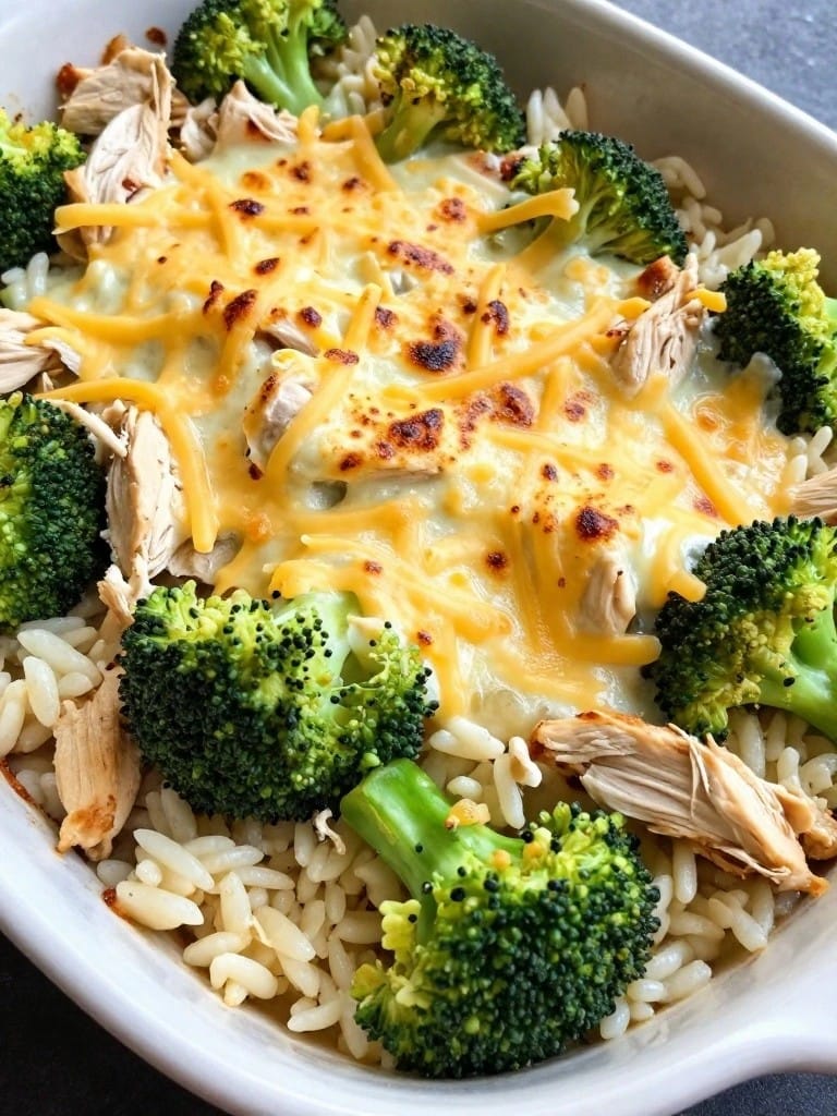 Cheesy Chicken Broccoli Rice Casserole