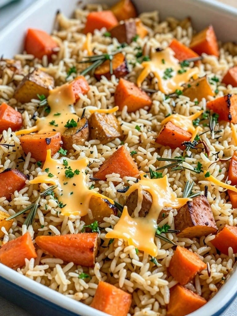 Roasted Root Vegetable Herb Rice Casserole