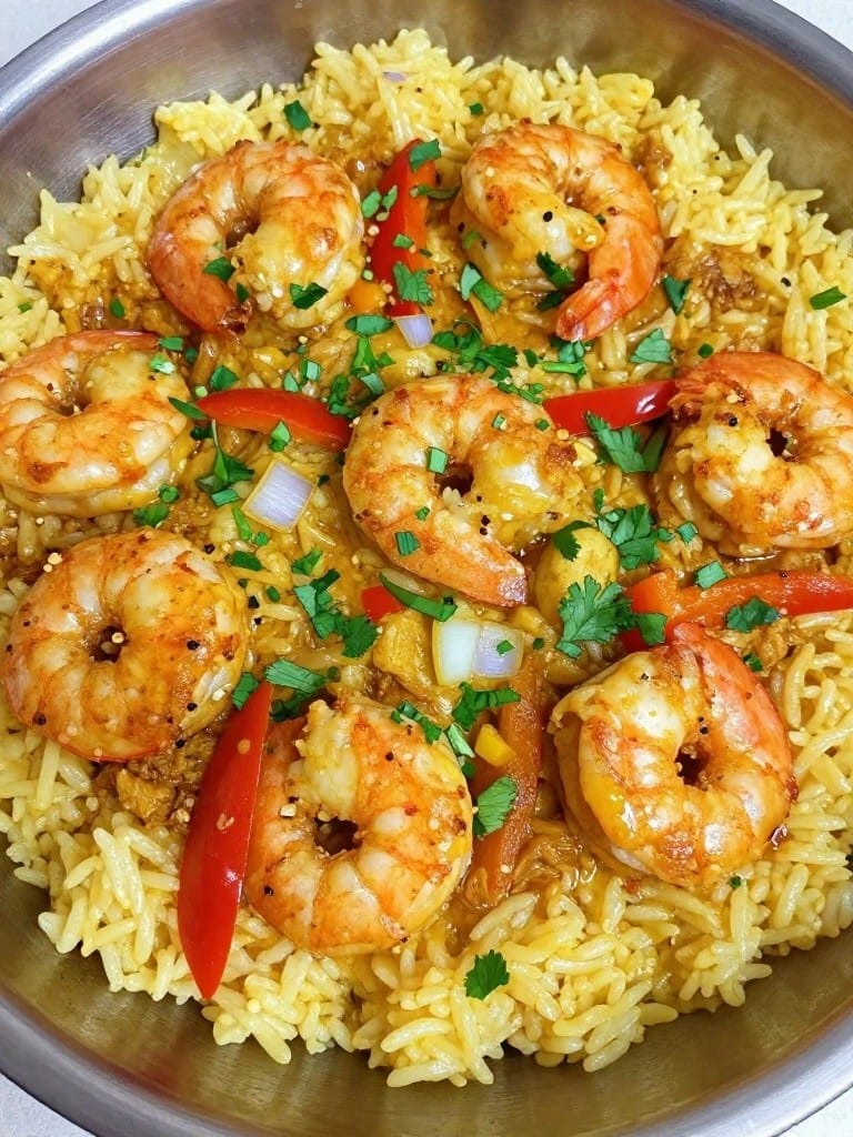 Thai Coconut Curry Shrimp Rice Casserole