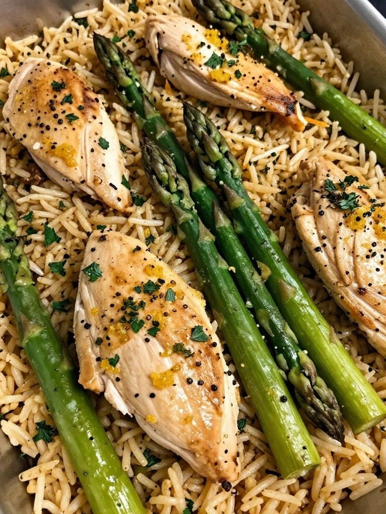 Lemon Herb Chicken and Asparagus Rice Casserole
