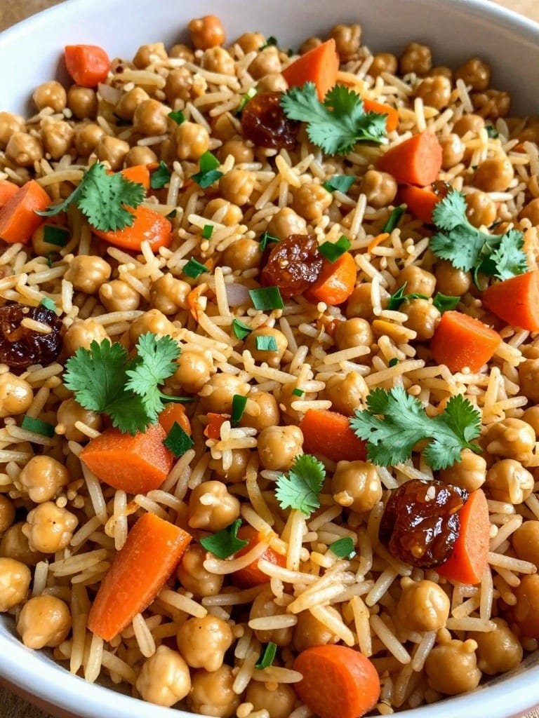 Moroccan Chickpea Carrot and Apricot Rice Casserole