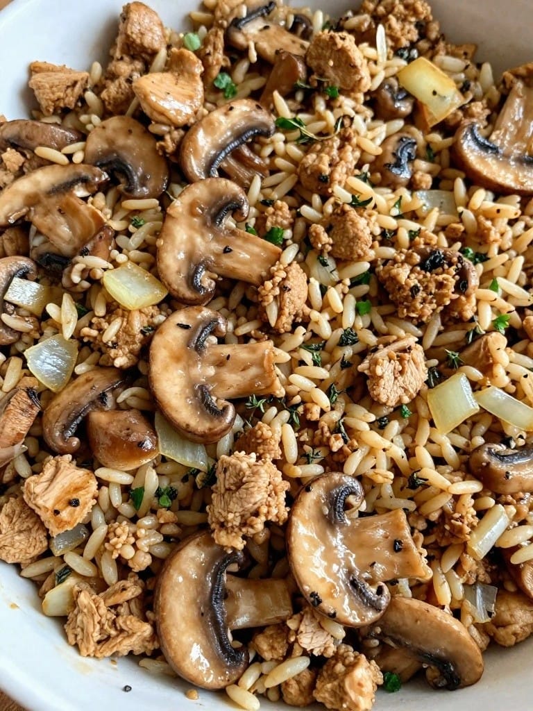 Turkey Mushroom and Thyme Wild Rice Casserole
