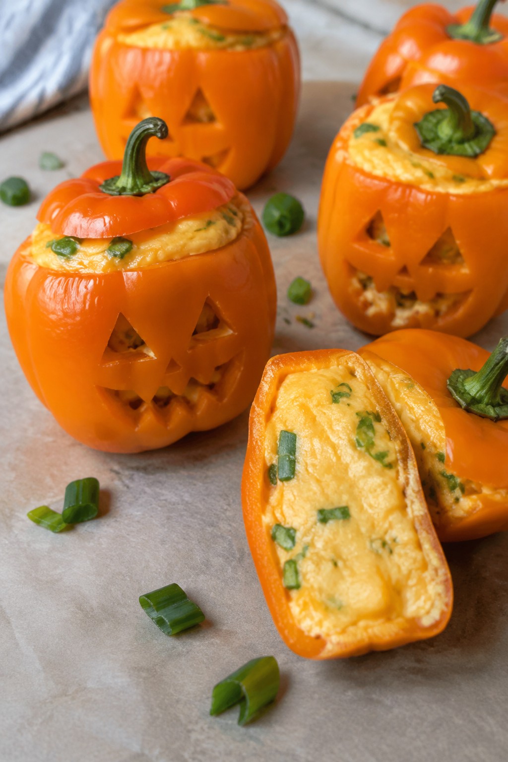 Jack-O'-Lantern Stuffed Mini Bell Peppers