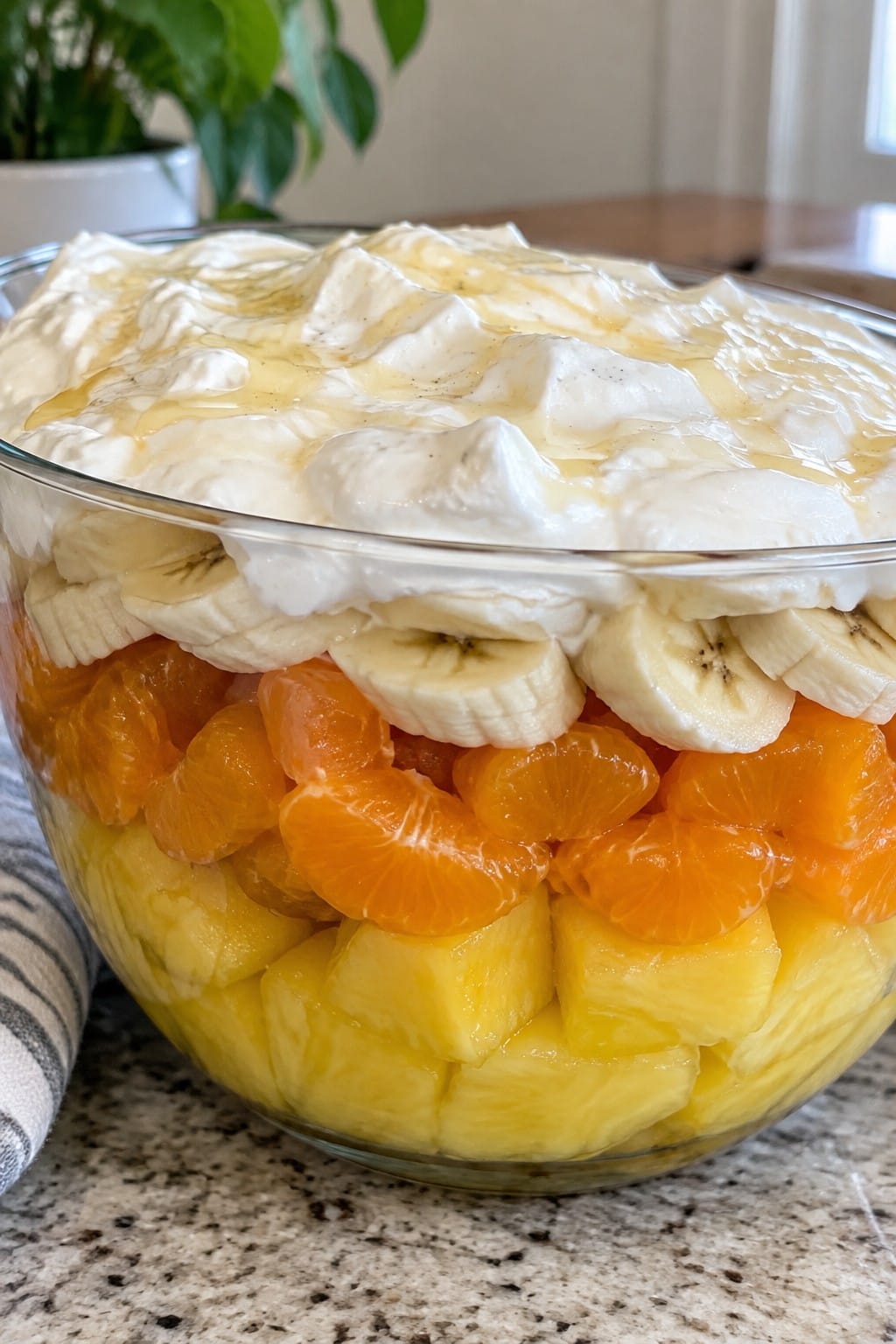 Candy Corn Fruit Salad with Whipped Yogurt
