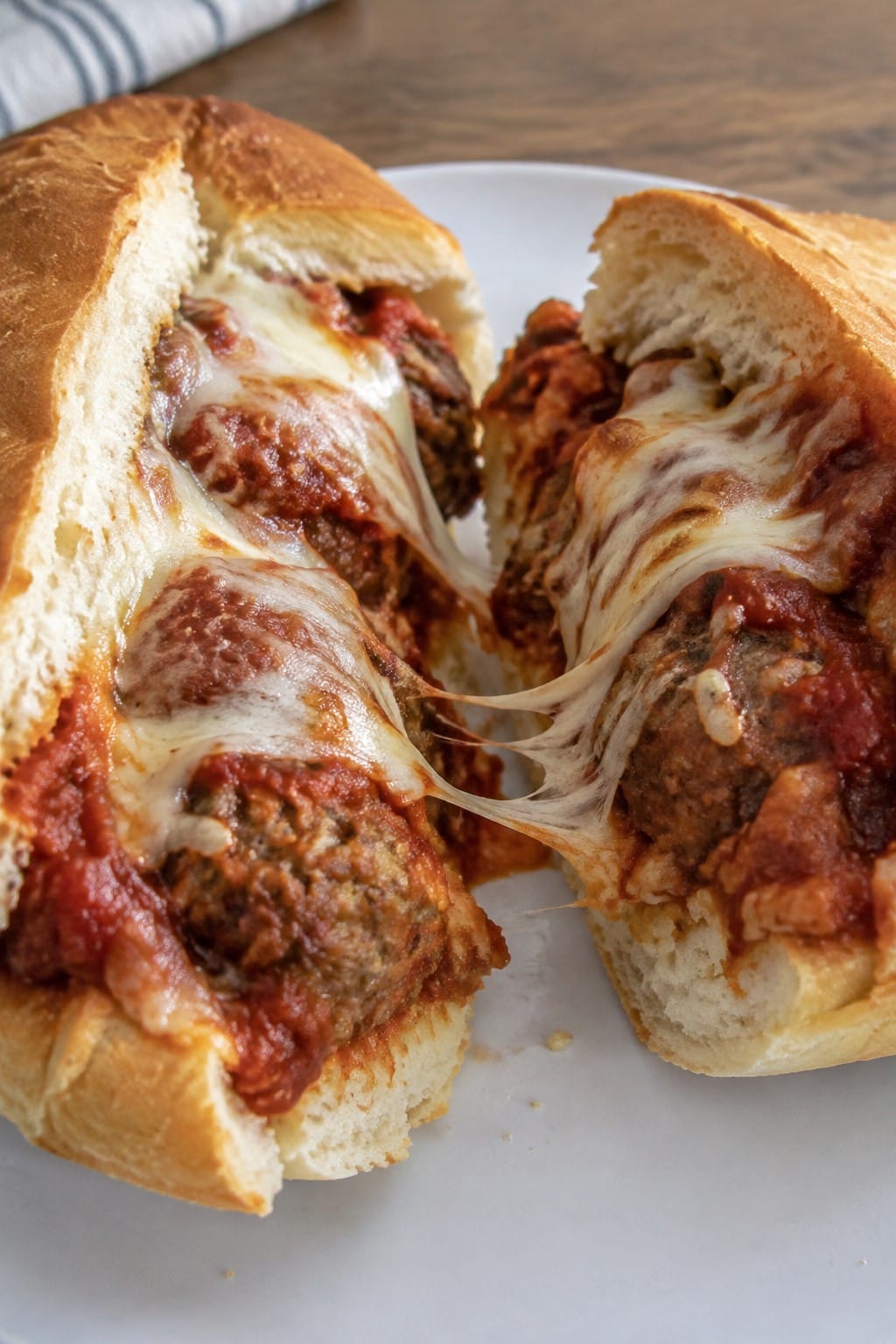 Monster Meatball Subs with Marinara and Mozzarella