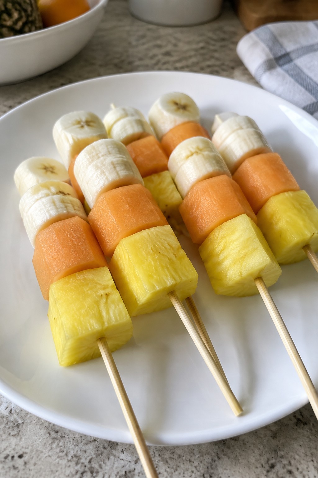 Candy Corn Fruit Skewers
