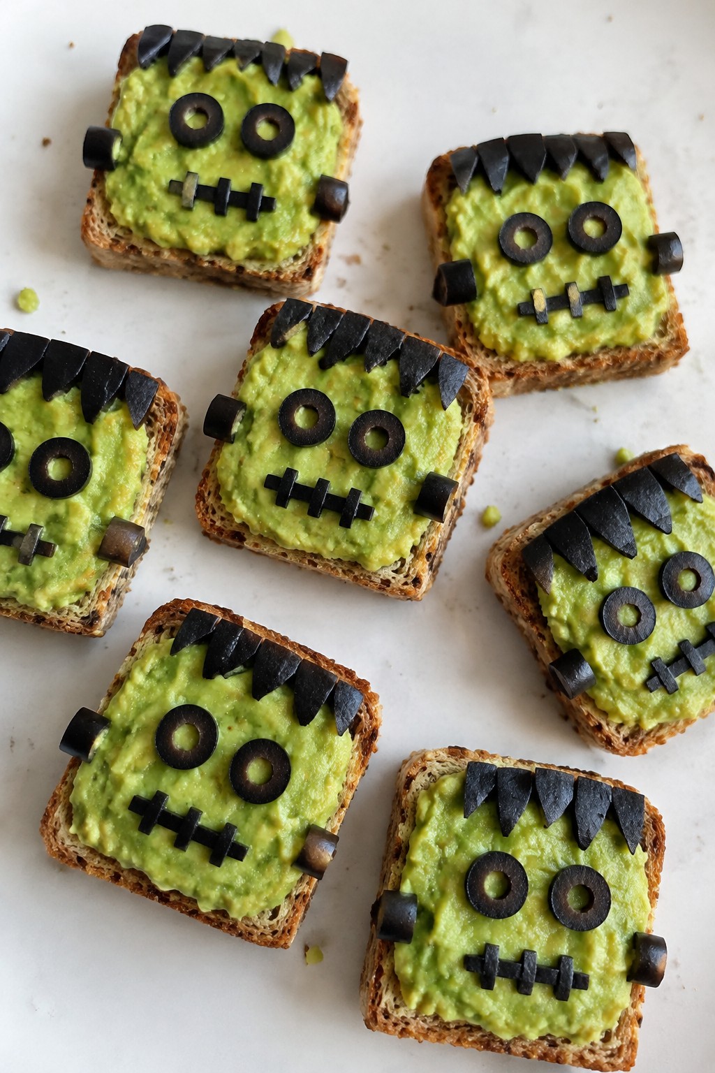 Frankenstein Avocado Toast Bites