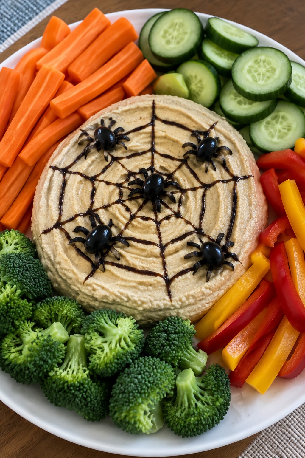 Spiderweb Hummus Veggie Platter
