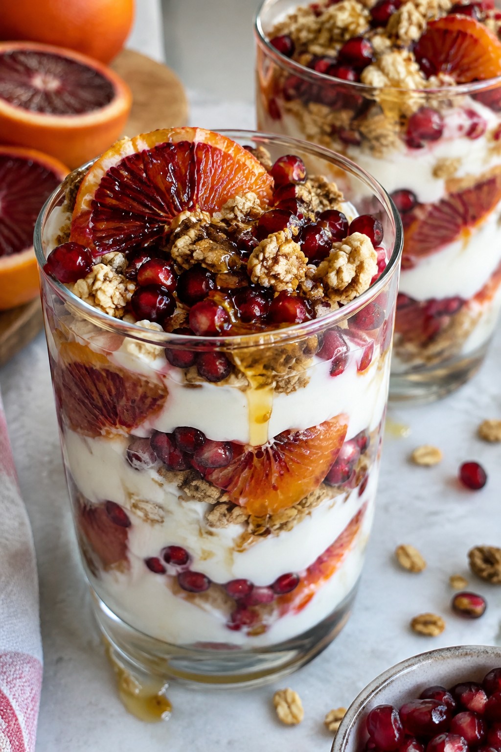 Bloody Orange Citrus Yogurt Parfaits with Pomegranate