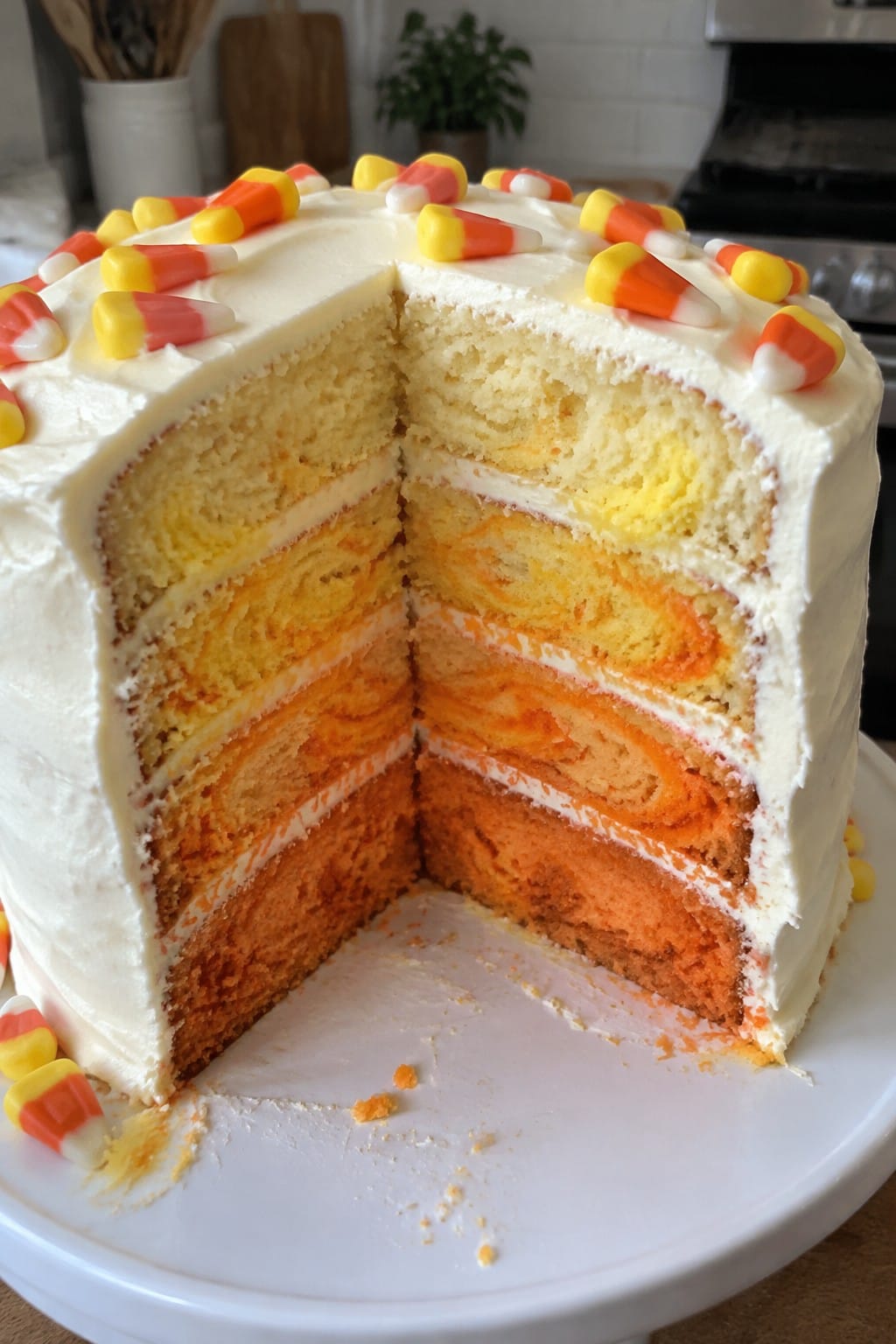 Candy Corn Swirl Ombre Layer Cake