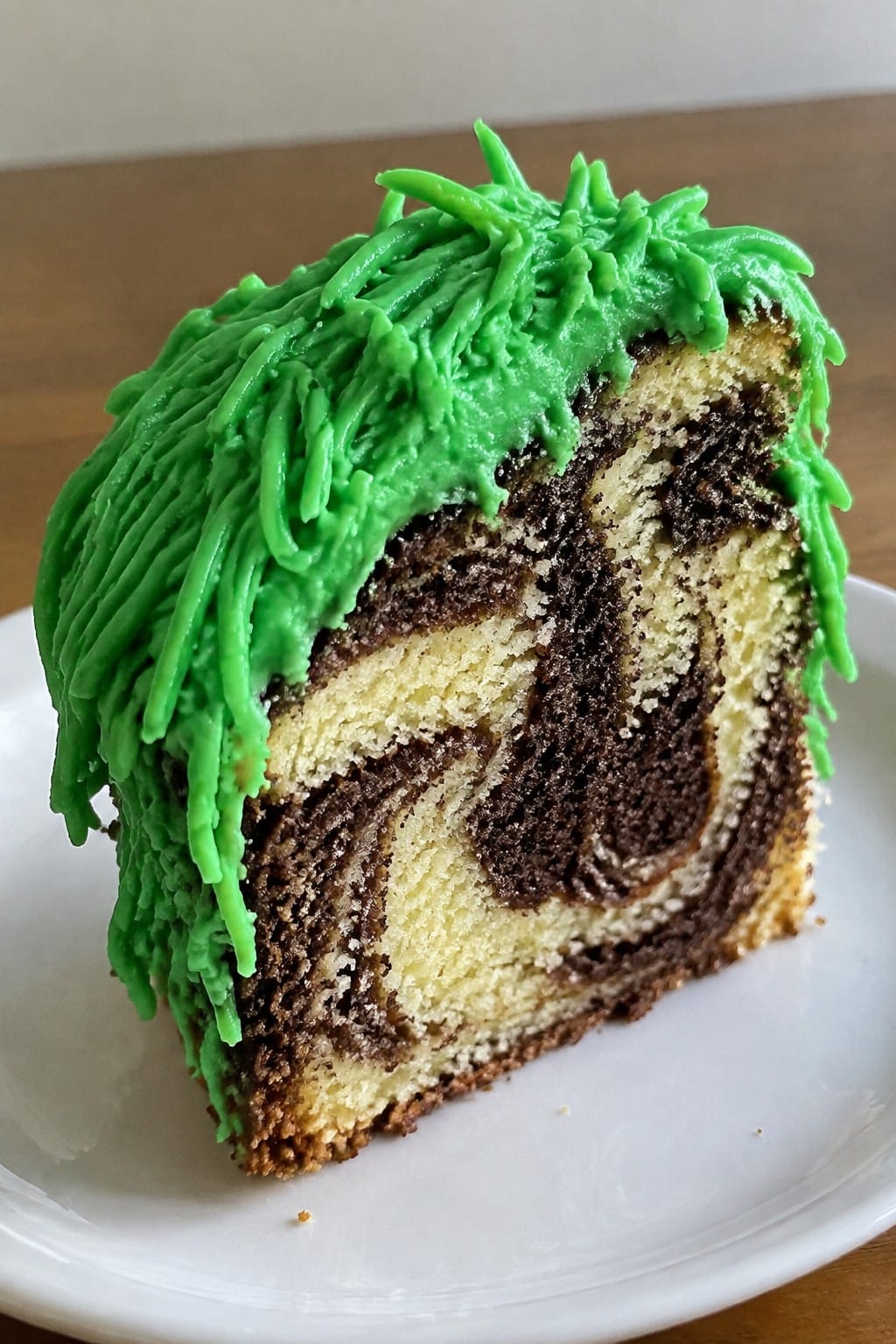 Frankenstein Marble Cake with Green Icing Hair