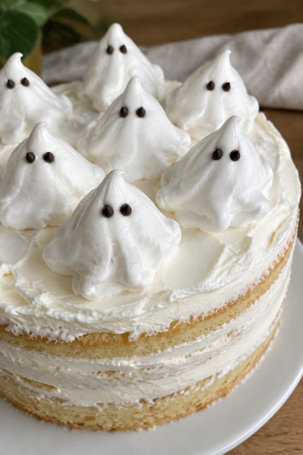 Ghostly Vanilla Layer Cake with Marshmallow Meringue