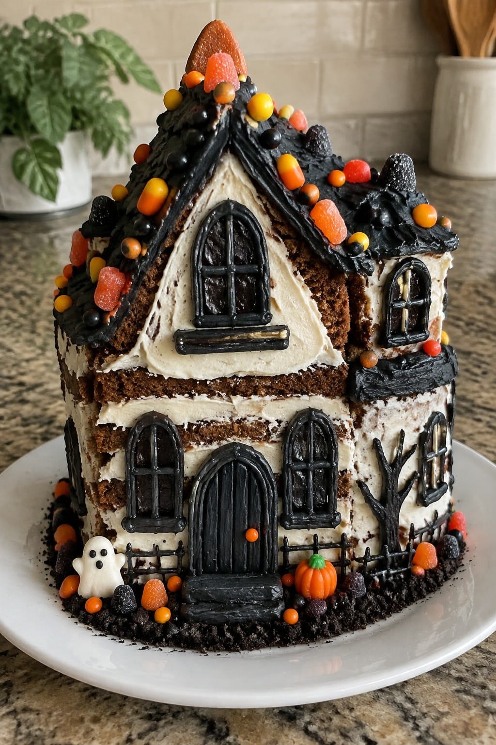 Haunted House Gingerbread Layer Cake