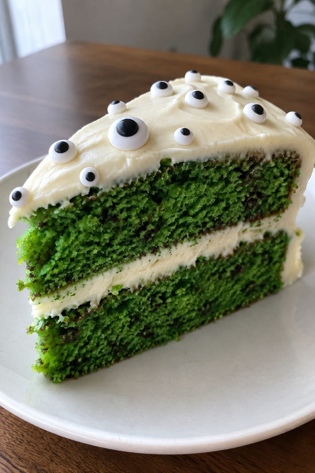 Monster Green Velvet Cake with Candy Eyeballs