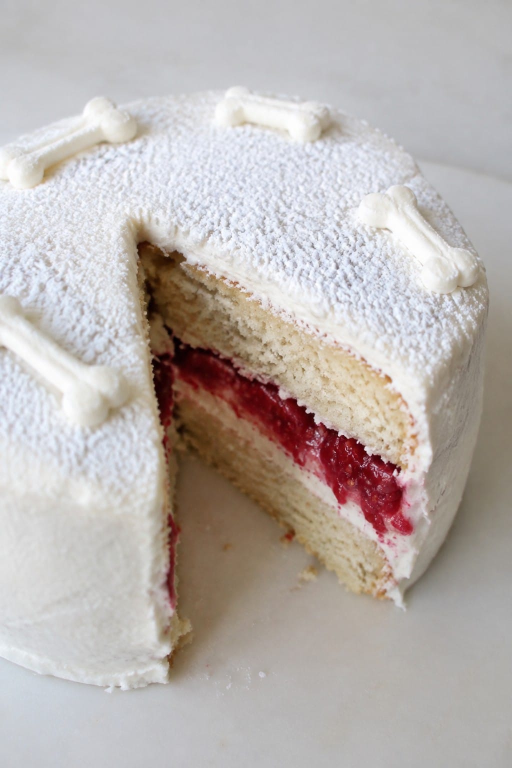 Skeleton Bone White Cake with Raspberry Filling