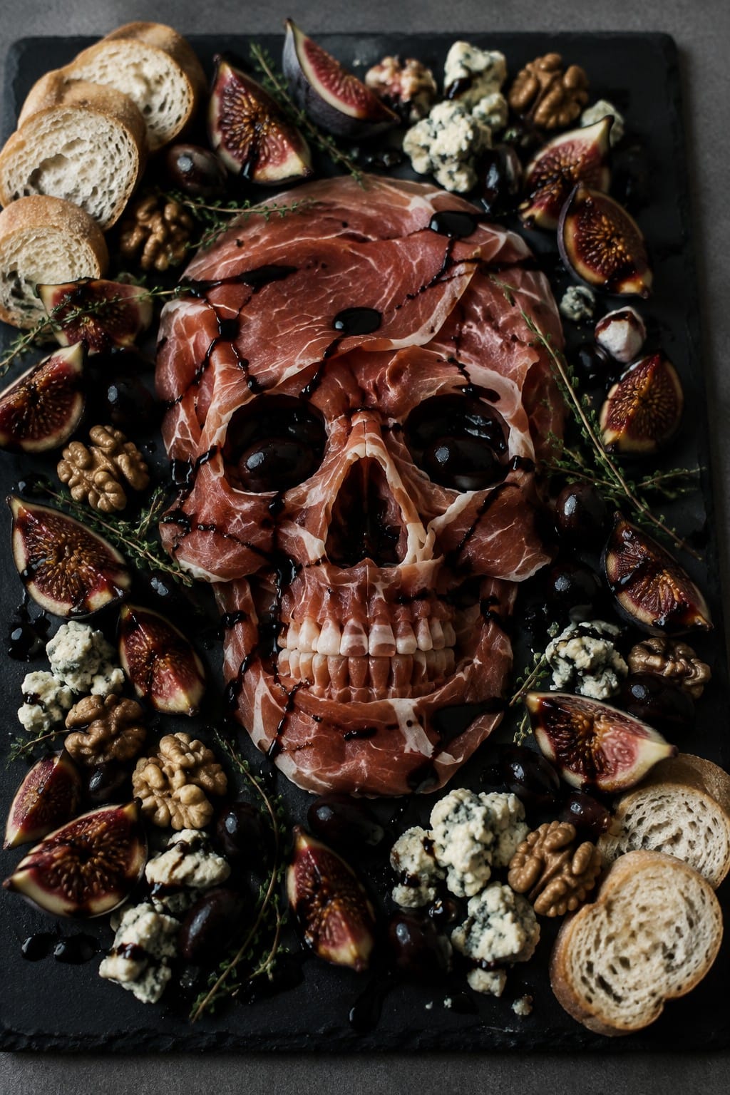 Midnight Fig and Prosciutto Skull Board