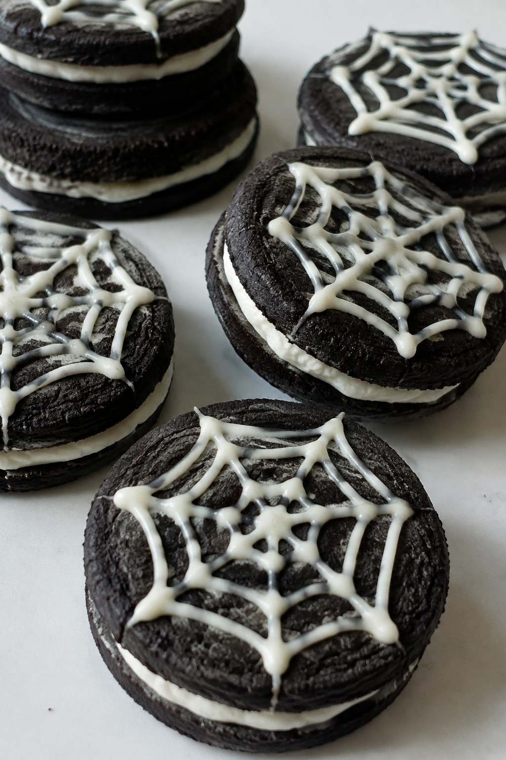 Black Cocoa Spiderweb Sandwich Cookies