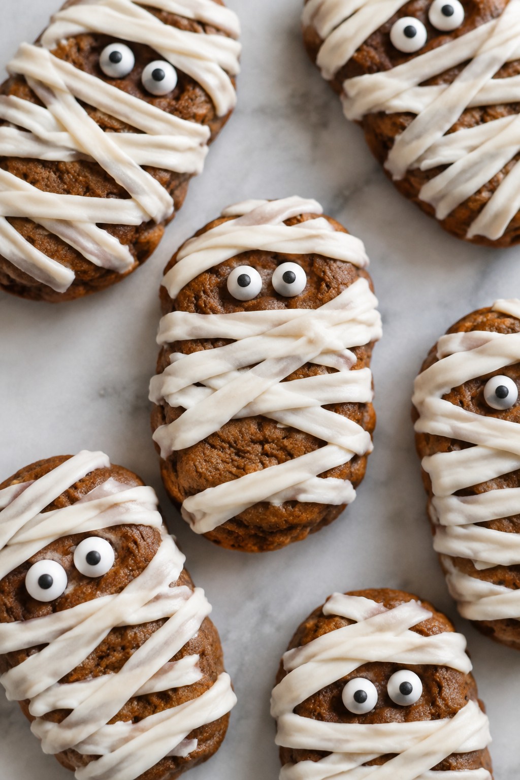 Mummy Wrapped Gingerbread Cookies