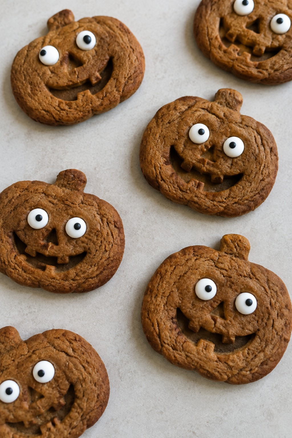 Jack-o'-Lantern Gingerbread Cookies with Candy Eyes