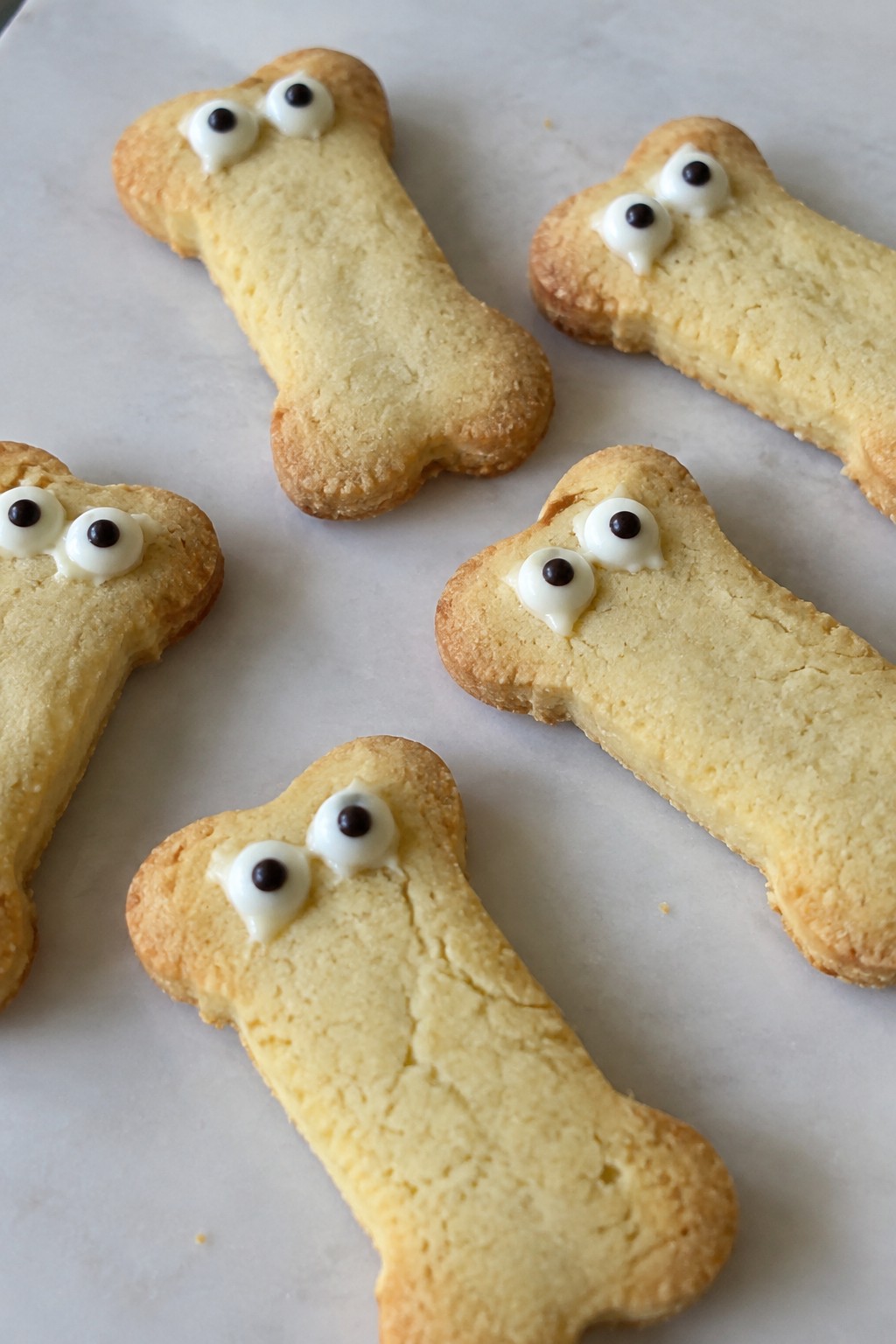 Skeleton Bone Shortbread Cookies with Eye Details