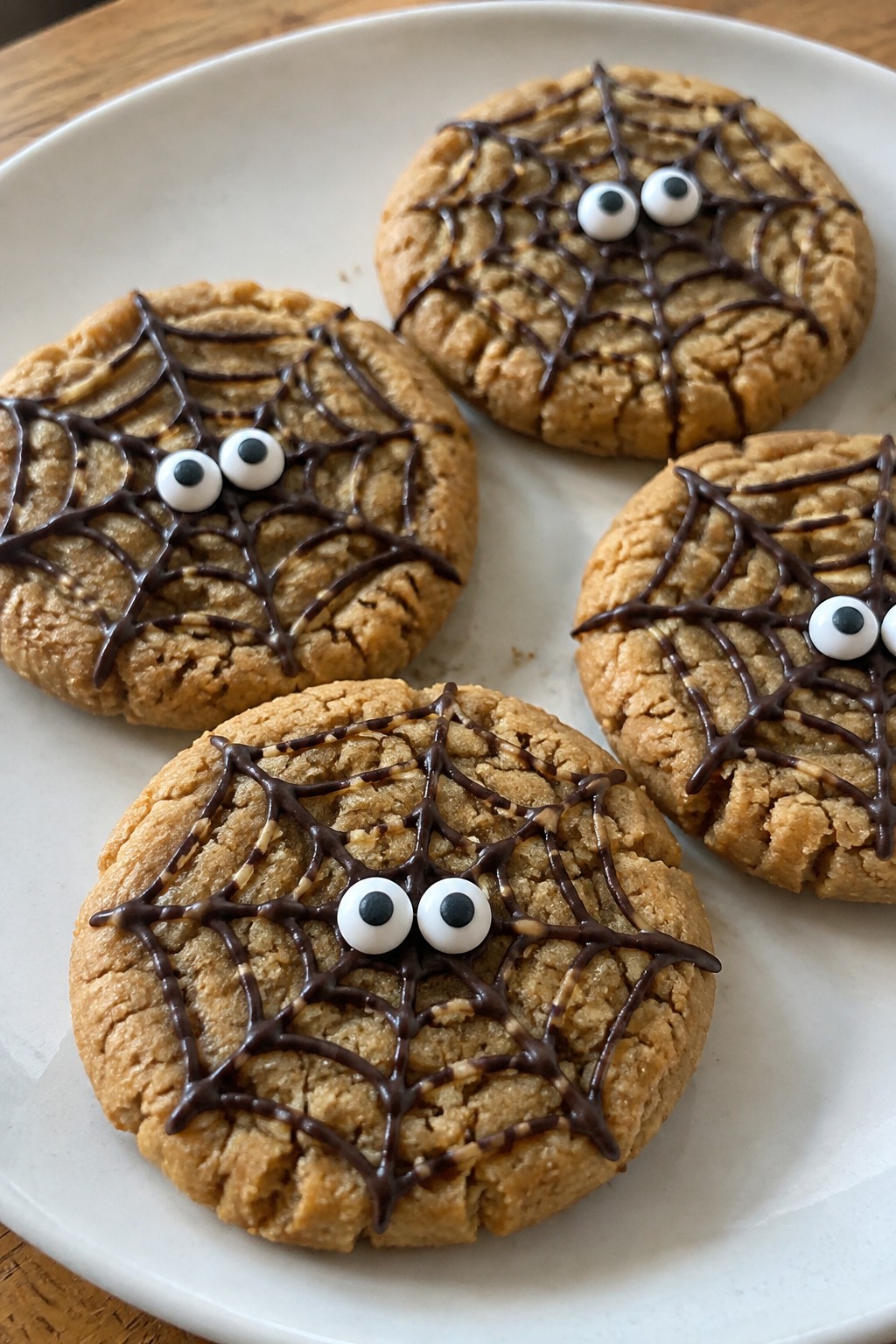 Spiderweb Peanut Butter Cookies with Googly Eyes