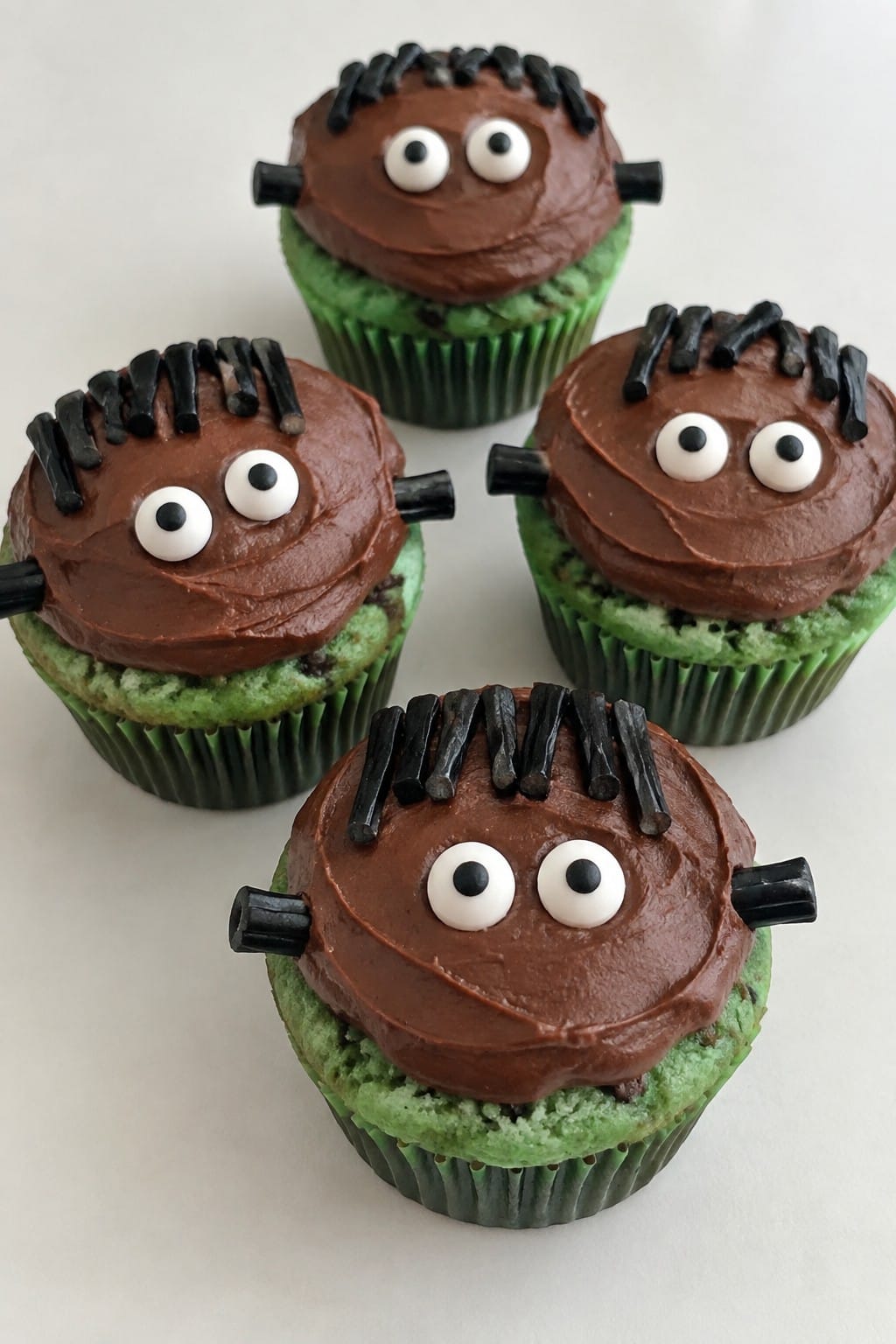 Frankenstein Mint Chocolate Cupcakes