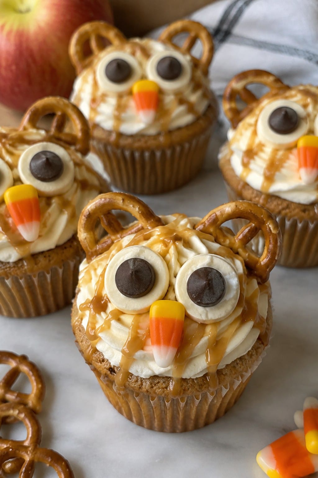 Owl Caramel Apple Cupcakes
