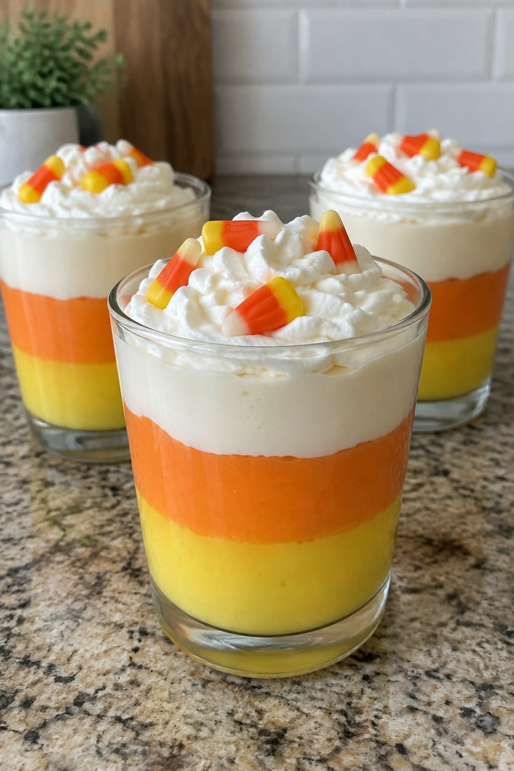 Candy Corn Layered Pudding Parfaits